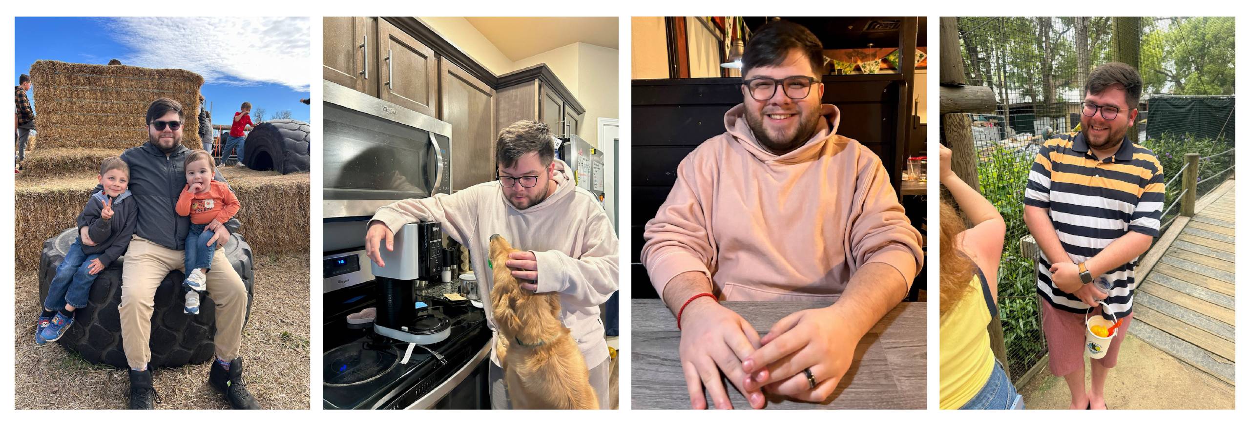 Collage of photos of Skyler spending time with his family