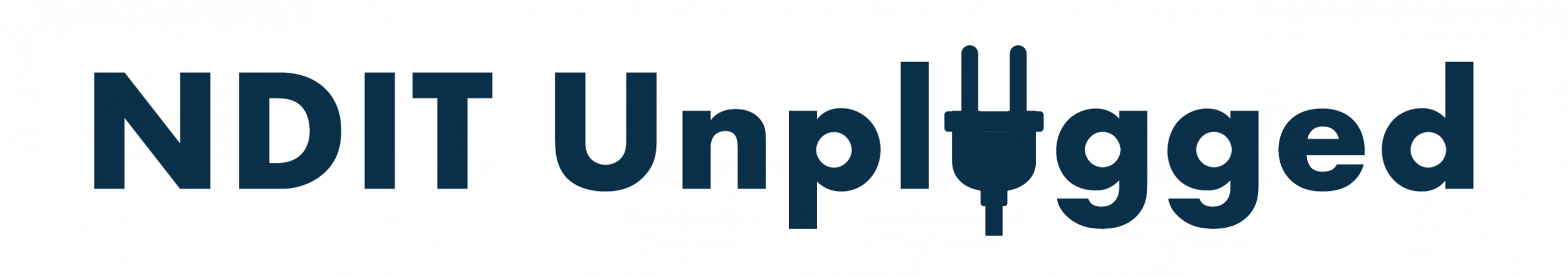 NDIT Unplugged blue logo, with the 'U' in 'Unplugged' creatively depicted as a power plug.