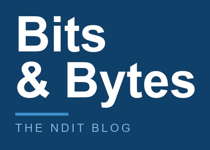 A dark-blue background with white text that says “Bits & Bytes” and light-blue text that says “The NDIT Blog.”