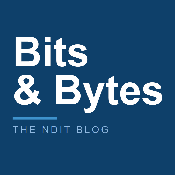A dark-blue background with white text that says “Bits & Bytes” and light-blue text that says “The NDIT Blog.”