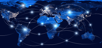 World Map with data lines