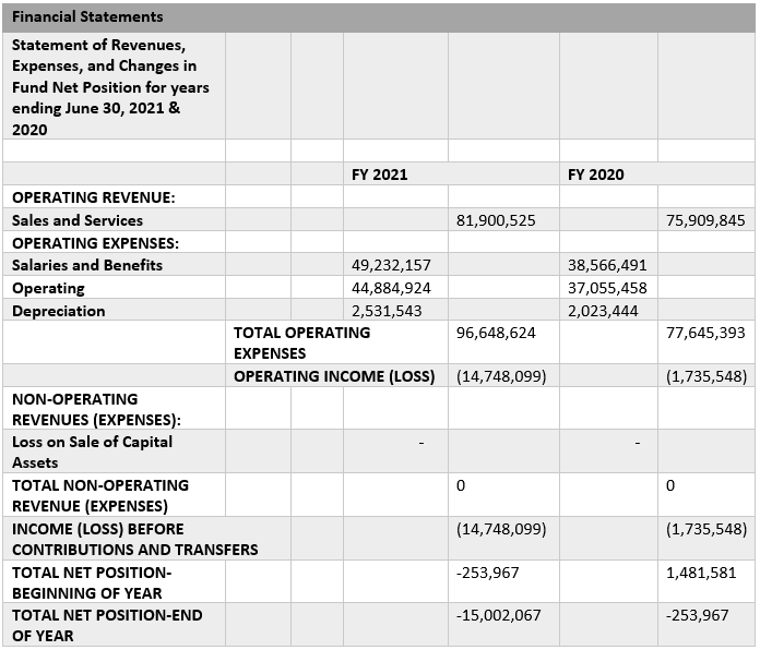 Financial Statement total net position end of year -15,002,067