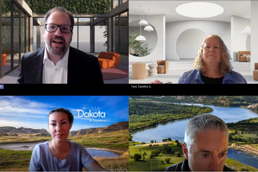 A screenshot from EduTech’s town hall on digital accessibility, featuring the faces of four of the participants on the screen.