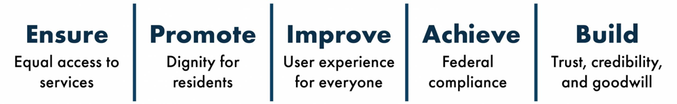 A graphic saying the purpose of digital accessibility, which is to ensure equal and better access to services for citizens.